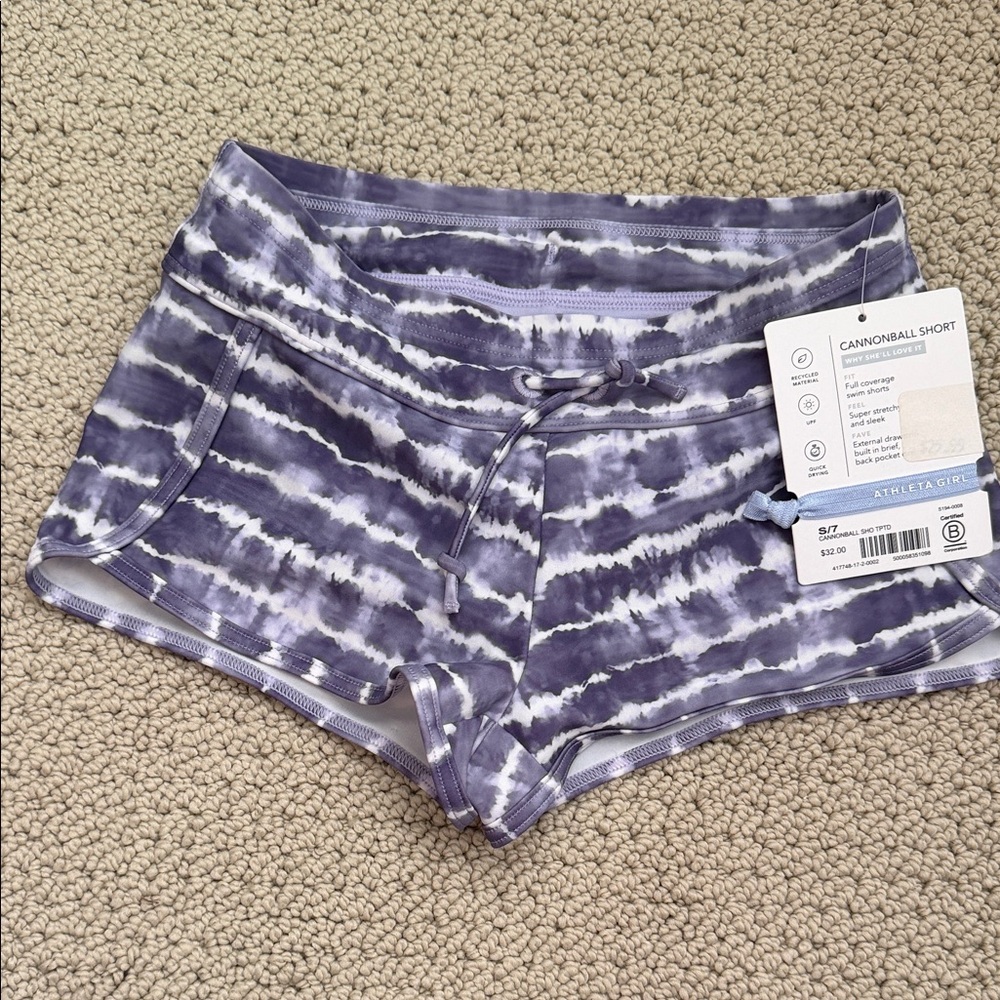 Athleta Blue Tie-Dye Cannonball Shorts Size Small